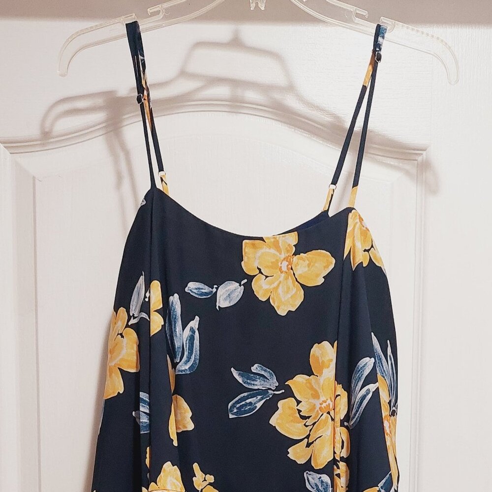 Paper Crown Floral Off Shoulder below knee length Jumpsuit Sz 10